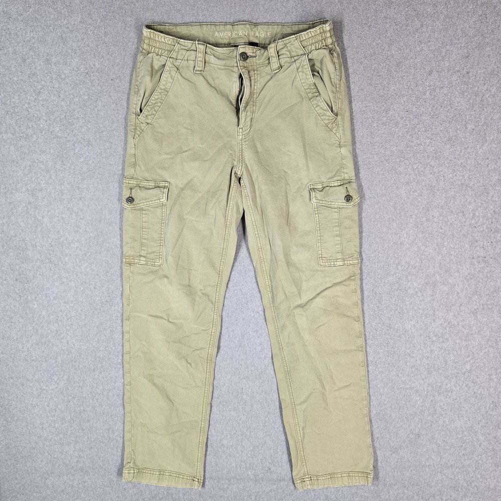 American Eagle Women Pants 8 Green Cargo Skinny Stretch Mid Rise 29" Inseam